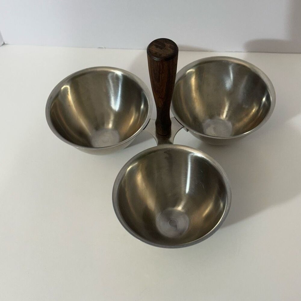 Vintage MCM Stainless Steel Condiment Serving Caddy Mid-Century